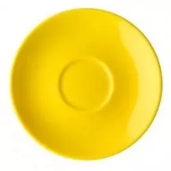 Žlutý podšálek z porcelánu značky Origami.