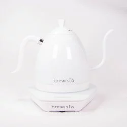 Luxusní rychlovarná konvice s elegantním husím krkem značky Brewista v bílé barvě