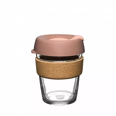 Termohrnek KeepCup Brew Cork Frappe M o objemu 340 ml s korkovým úchopem pro bezpečné držení.