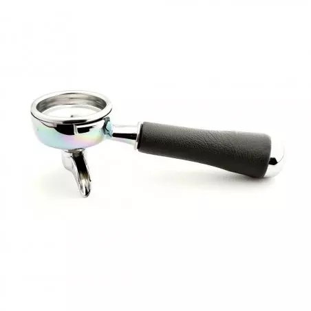 Jednopákový portafiltr Victoria Arduino Nanotech s koženou rukojetí, speciálně navržený pro kompatibilitu s kávovarem Victoria Arduino Adonis.