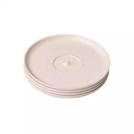 Huskee bílý podšálek, 4 kusy naskládané na sobě na bílém pozadí, pohled shora