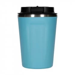 Modrý termohrnek Asobu Cafe Compact o objemu 380 ml, ideální pro cestování.