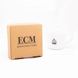 Originální balení ECM filling funnelu s lázeňskou kávou v pozadí.