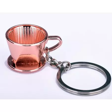 Měděný překapávač JoeFrex, stylový přívěsek na klíček ideální pro milovníky kávy.
