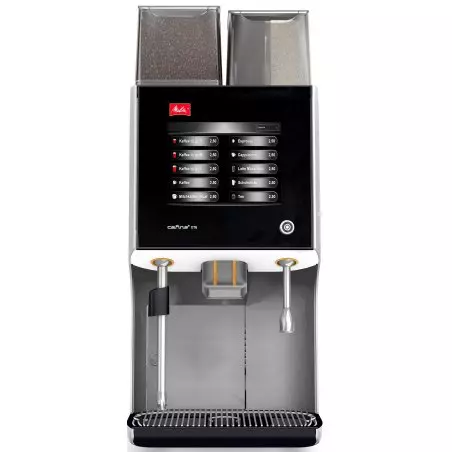 Profesionální automatický kávovar Melitta Cafina XT6 ve stříbrné barvě, ideální pro každou kavárnu či restauraci.