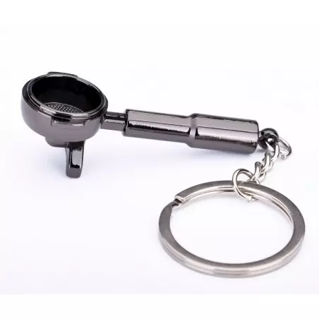 Černý mini portafilter jako přívěsek na klíče od značky JoeFrex.