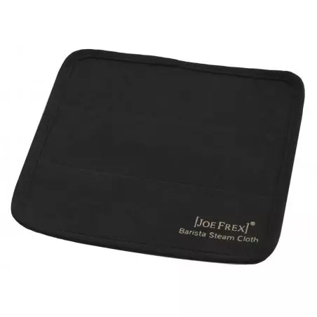 Joefrex černá baristická utěrka na parní trysku na bílém pozadí