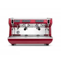 Profesionální pákový kávovar Nuova Simonelli Appia Life 2GR ve výrazné červené barvě s možností nastavení teploty.