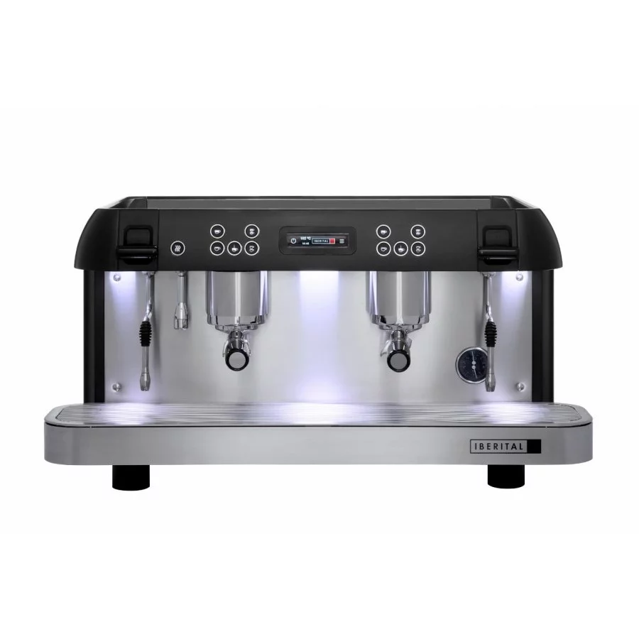 Profesionální dvoupákový kávovar Iberital Expression Pro Standard v černém provedení.
