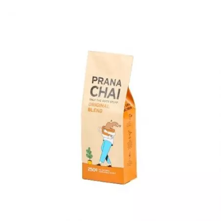 Balíček Prana Chai Original Blend o hmotnosti 250 gramů od značky Prana Chai, který obsahuje dostatek směsi pro přípravu 12,5 porcí aromatického čaje.