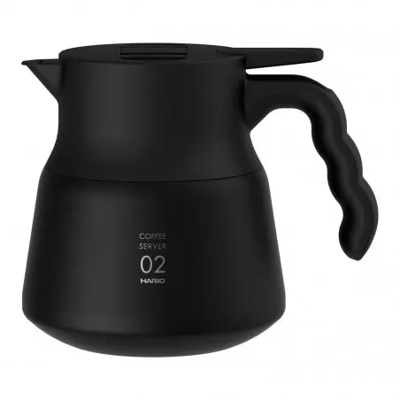 Termoska Hario Insulated Server V60-02 Plus v černé barvě z nerezové oceli s objemem 600 ml, ideální pro uchování vaší kávy horké.