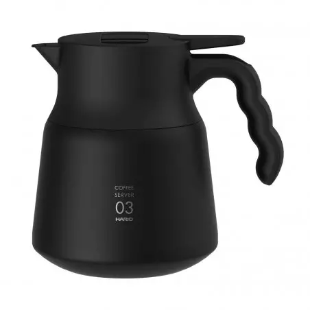 Termoska Hario Insulated Server V60-03 Plus nerez v černém provedení s objemem 800 ml, ideální pro udržení vaší kávy horké po dlouhou dobu.
