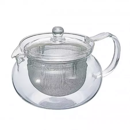 Průhledná konvice na čaj Hario Chacha Kyusu-Maru o objemu 700 ml, ideální pro přípravu vašeho oblíbeného čaje.