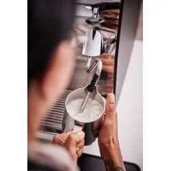 Stříbrný profesionální pákový kávovar Victoria Arduino Black Eagle Maverick T3 3GR VOL s možností nastavení teploty.