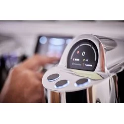 Profesionální pákový kávovar Victoria Arduino Black Eagle Maverick T3 3GR VOL ve stříbrné barvě s funkcí nastavení teploty.