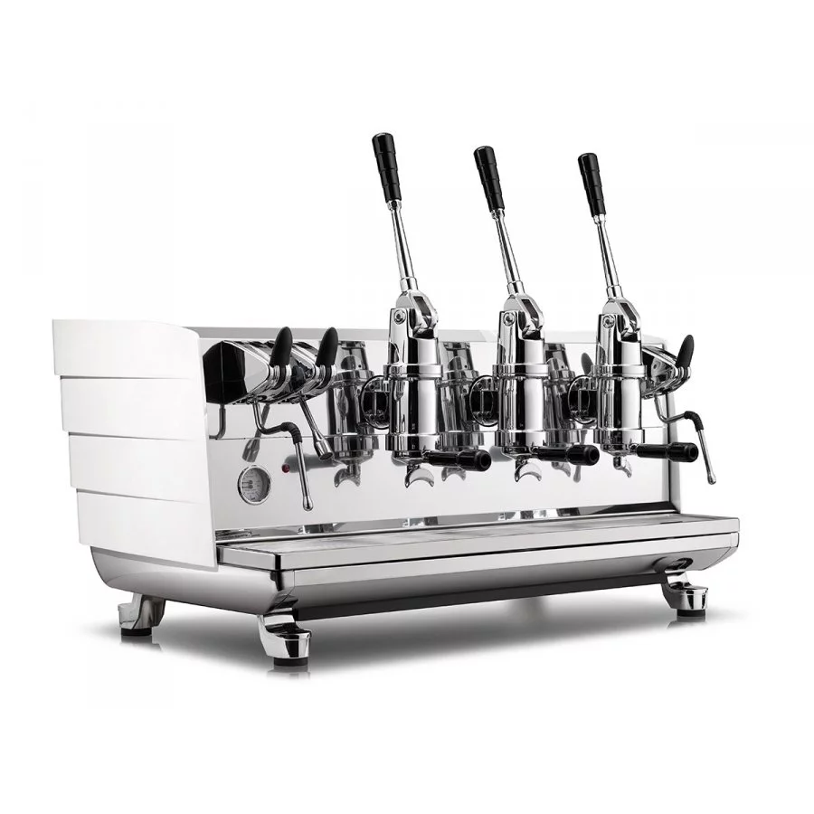Profesionální pákový kávovar Victoria Arduino 358 White Eagle Leva 3GR v bílé barvě s denní kapacitou 450 šálků kávy.