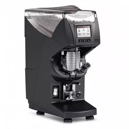 Espressový mlýnek Nuova Simonelli GX85V v černé barvě s funkcí vážení porce pro přesné dávkování kávy.