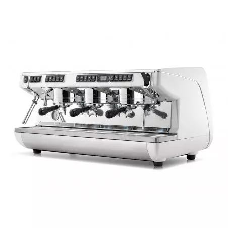 Bílý profesionální pákový kávovar Nuova Simonelli Appia Life XT 3GR s možností nastavení teploty.