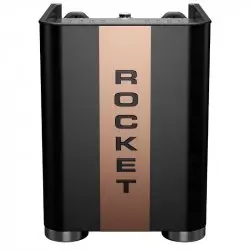 Domácí černý/měděný pákový kávovar Rocket Espresso Appartamento TCA zezadu.