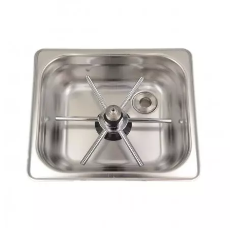 Ostřik Rhinowares Coffee Gear Spinjet 150 z nerezové oceli pro sklenice a konvičky na mléko.
