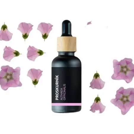 Lahvička Proskurník 100% přírodního esenciálního oleje od značky Pěstík s objemem 10 ml, bezpečná pro těhotné a kojící ženy.