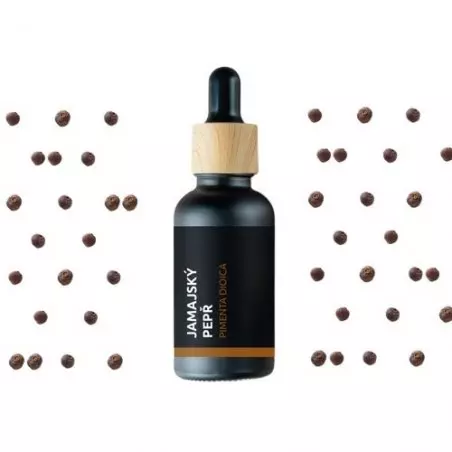 Esenciální olej Jamajský pepř od značky Pěstík, 100% přírodní, 10 ml, vhodný pro podporu zažívání.