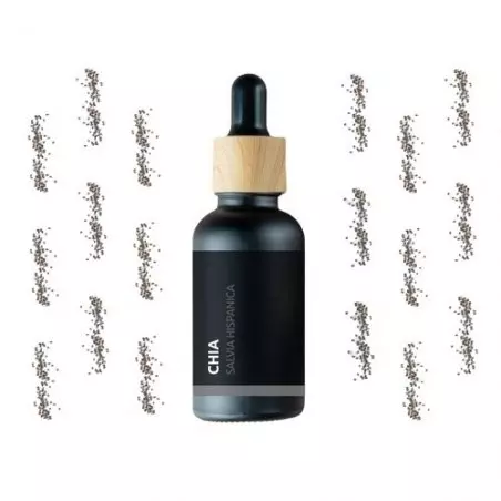 Skleněná lahvička s 10 ml 100% přírodního esenciálního oleje Chia od značky Pěstík, vhodná pro těhotné a kojící ženy.