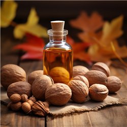 Láhev 100% přírodního esenciálního oleje muškátový oříšek od značky Pěstík, ideální pro podzimní období, 10 ml.