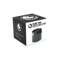 Originální balení odklepávače na kávu Rhino Mini Coffee Waste Bin v šedé barvě.
