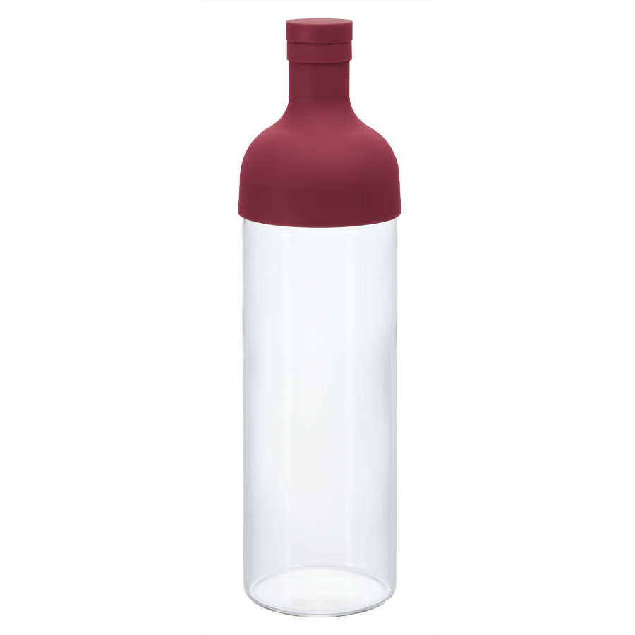 Láhev na ledový čaj Hario Filter-In Bottle ve vínové barvě. Objem 750 ml.