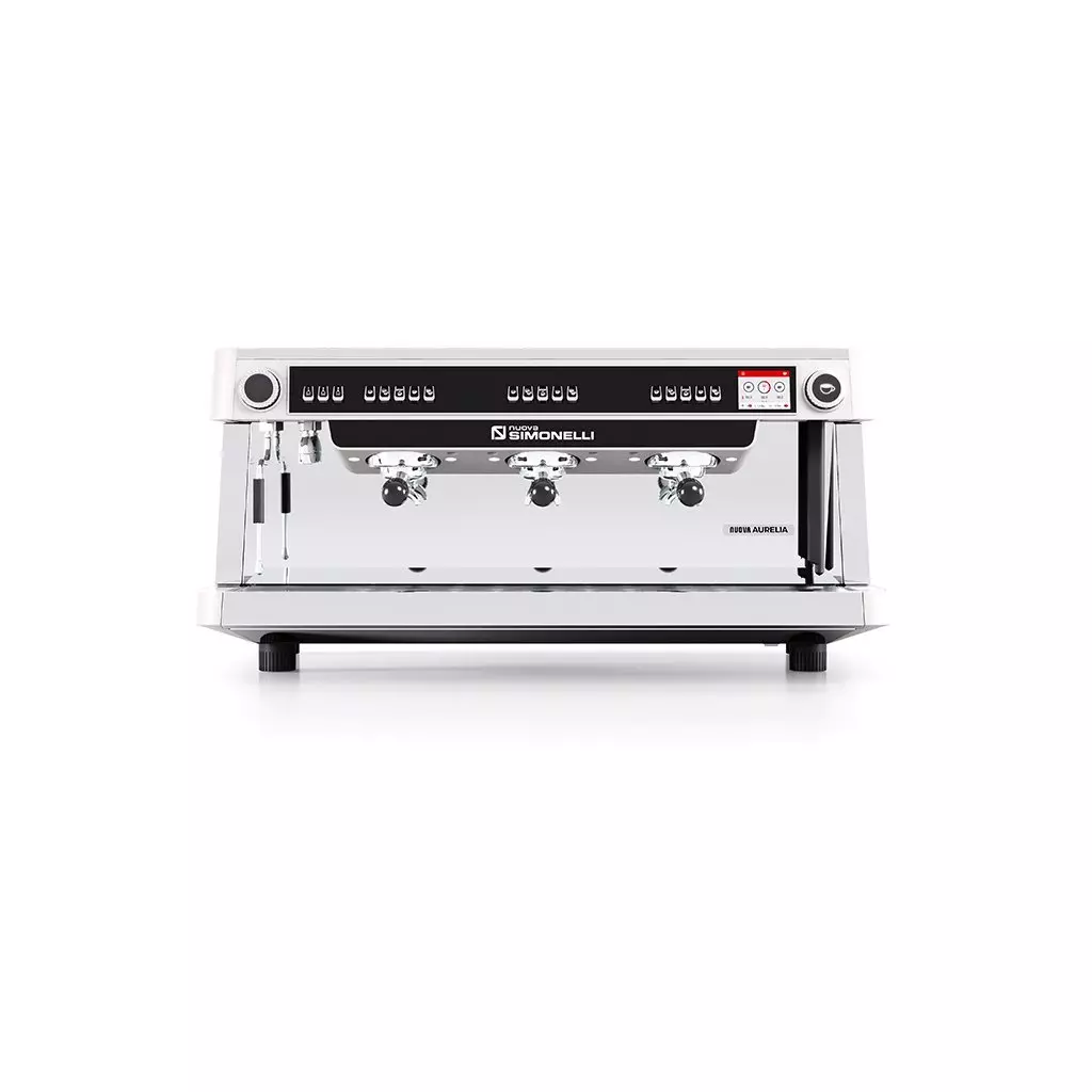 Profesionální dvoupákový kávovar Nuova Simonelli Aurelia Semi-automatic XT 2GR v bílé barvě. Profesionální dvoupákový kávovar Nuova Simonelli Aurelia Semi-automatic XT 2GR v bílé barvě.