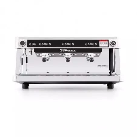 Profesionální dvoupákový kávovar Nuova Simonelli Aurelia Semi-automatic XT 2GR v bílé barvě.