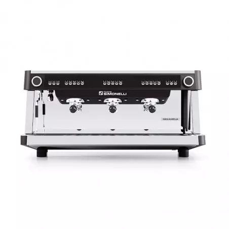 Profesionální dvoupákový kávovar Nuova Simonelli Aurelia Semi-automatic XT 2GR v černé barvě.