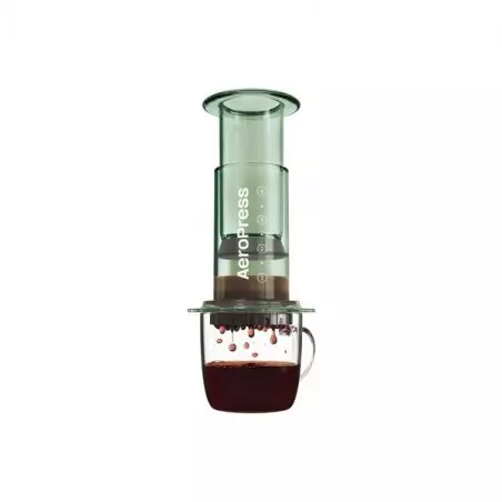 Aeropress Clear Coffee Press má krásný čistý zelený design.