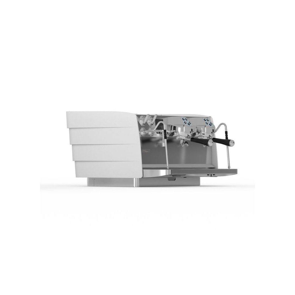 Profesionální dvoupákový kávovar Victoria Arduino Eagle Tempo Neo v bílé barvě.