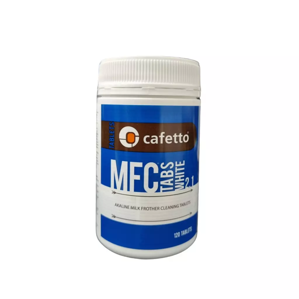 Čistící tablety pro mléčný systém Cafetto MFC White 2.1. Balení obsahuje 120 ks.