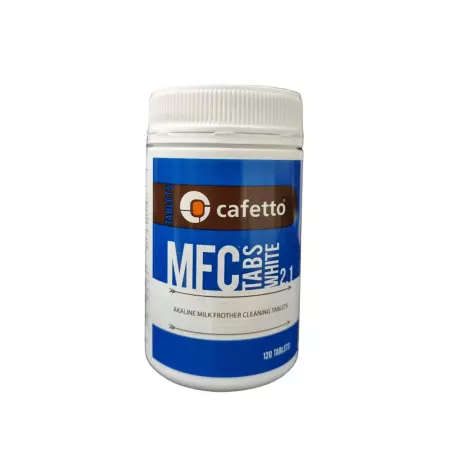 Čistící tablety pro mléčný systém Cafetto MFC White 2.1. Balení obsahuje 120 ks.