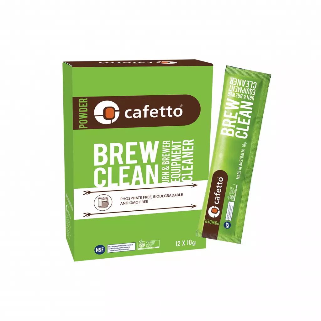 Čistící prášek Brew Clean. Balení obsahuje 12 sáčků po 10 gramech.