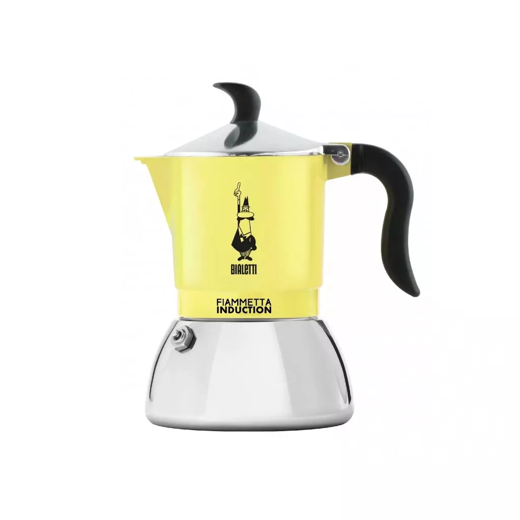 Moka konvička Bialetti Fiammetta Induction Primavera pro 4 šálky. V pastelově žluté barvě.
