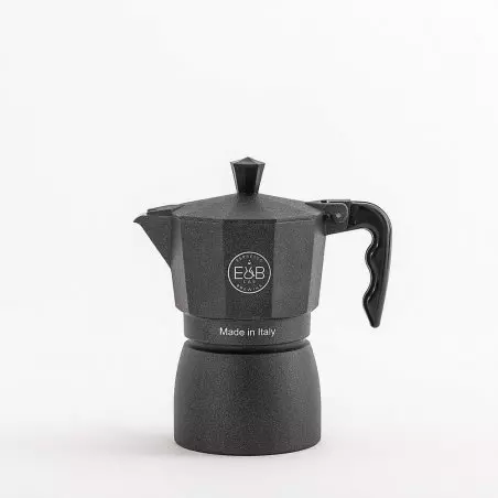 Moka konvička E&B LAB Classic pro 3 šálky, kompatibilní s halogenovým zdrojem ohřevu.
