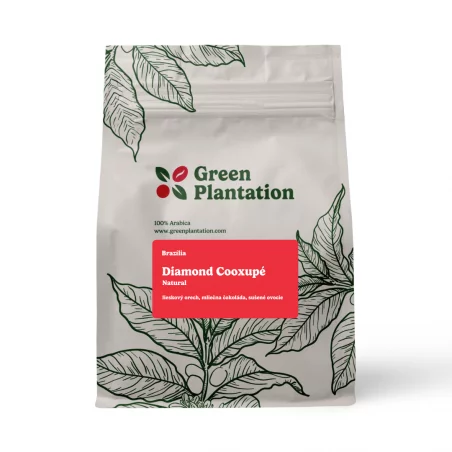 Výběrová káva Brazílie Diamond Cooxupé pražená na espresso.