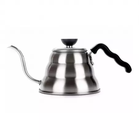 Hario Buono stříbrná konvice 1,0l na bílém pozadí