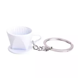 Bílý dripper jako přívěsek na klíče od značky JoeFrex. Bílý dripper jako přívěsek na klíče od značky JoeFrex.