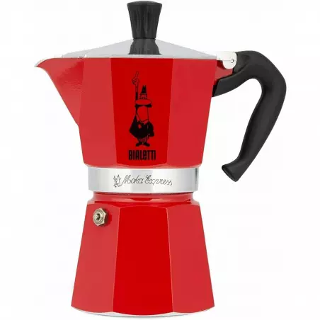 Bialetti Moka Express na 6 šálků v červené barvě.
