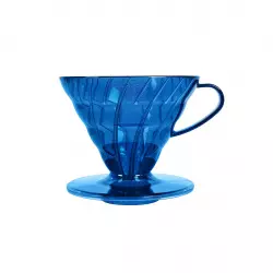 Hario V60-02 plastový dripper průhledný modrý