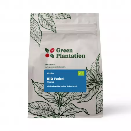 BIO Mexiko Fedesi je vysoce kvalitní zrnková káva na espresso od značky Green Plantation, která je ideální pro přípravu v moka konvičce.