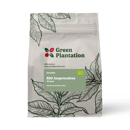 BIO Kolumbie Asoprocafees je kvalitní zrnková káva na espresso od značky Green Plantation, vyznačující se metodou přípravy džezva.