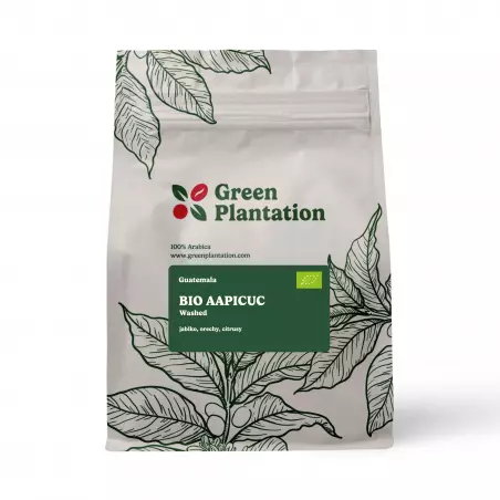 Zrnková káva na espresso BIO Guatemala AAPICUC od značky Green Plantation vyniká svou původní chutí z Guatemaly.