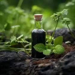 Skleněná lahvička s 10 ml 100% přírodního esenciálního oleje Gotu Kola od značky Pěstík, ideální pro použití při zánětech.