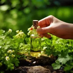Skleněná lahvička s 10 ml 100% přírodního esenciálního oleje koriandru od značky Pěstík, ideální pro použití v letních měsících. Skleněná lahvička s 10 ml 100% přírodního esenciálního oleje koriandru od značky Pěstík, ideální pro použití v letních měsících.